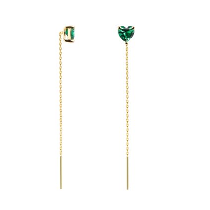 Pozlacené asymetrické náušnice Emerald Heart