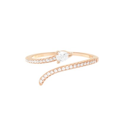[09241A123ZBL] Silver 925 cz open ring (Rose gold plated, EU size 52)