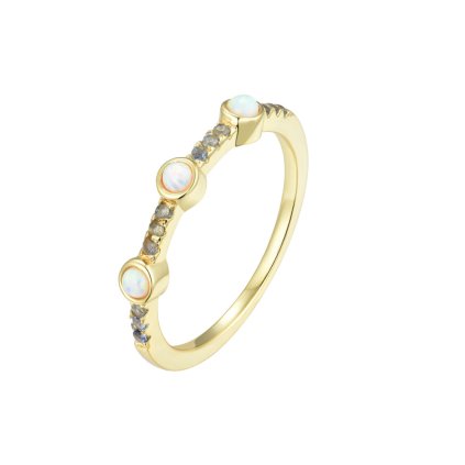 [14993R00TA12WODO] Sterling silver three rounded stones ring (EU size 52)