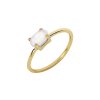 [14938RTA16RWOG1] Sterling silver oval semiprecios stone ring (1 micron gold plated, Semiprecious stone, White opal, EU size 56)