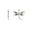 [18445PRABRD] Sterling silver blue opal and abalone dragonfly pendant (Semiprecious stone, Abalone)