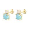 [16701ERAZDO] Sterling silver two semiprecious stone earring (Amazonite)