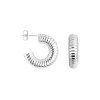 [18197EPL] Sterling silver grooved hoop earring (Sterling silver)