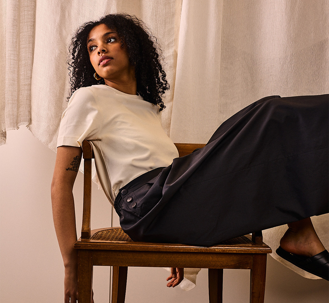 Střih na kalhotovou sukni - LA Jupe Culotte en Popeline Deep Charcoal | Peonygarden