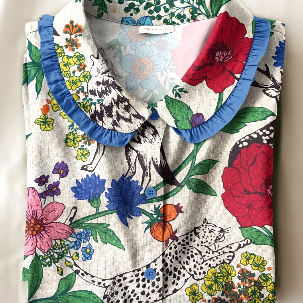 Vizualizace halenky z japonského canvasu wonder multi echino | peonygarden