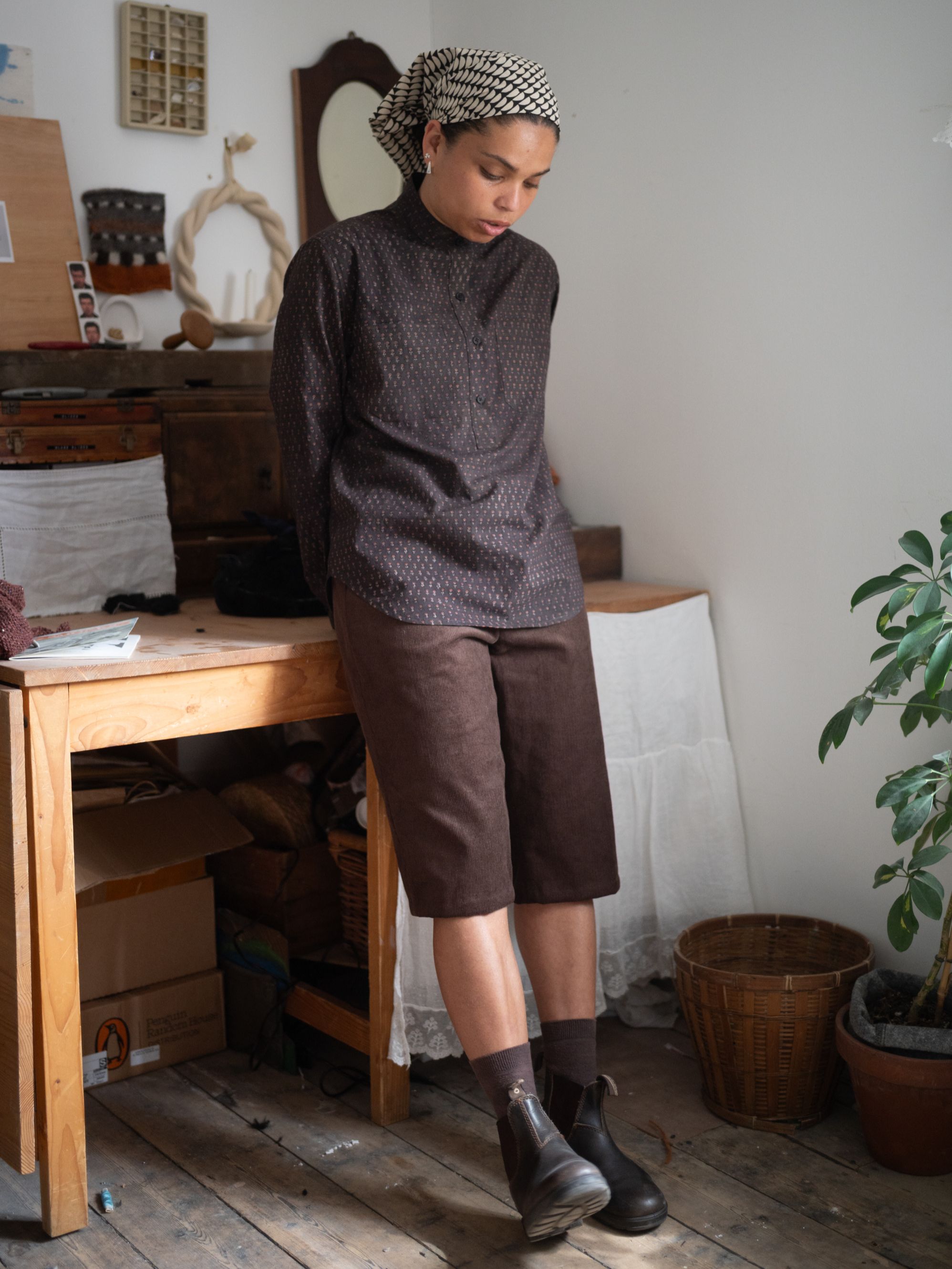 Šortky ušité podle střihu na pracovní kalhoty v knize The Workwearbook od Merchan and Mills | peonygarden
