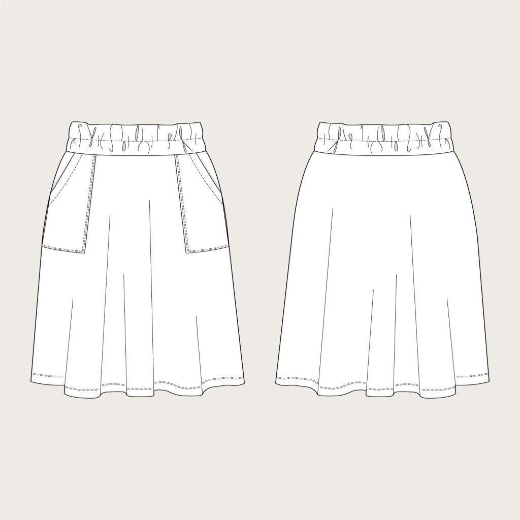 S404 Elastic waist maxi skirt