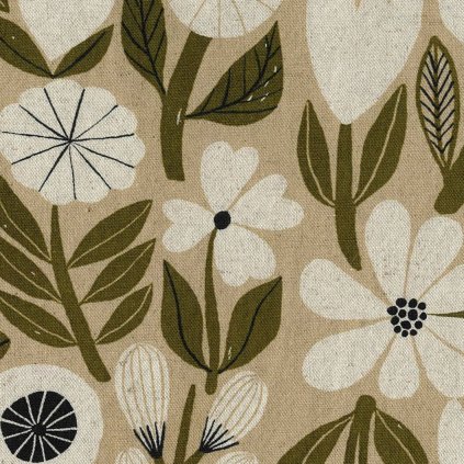 Gather natur canvas, pevná látky v režných tónech od japonské značky Kokka | peonygarden