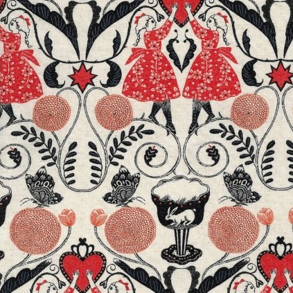 Jemné plátno Afternoon Fun, směs bavlny a lnu s potiskem tradiční technikou | peonygarden