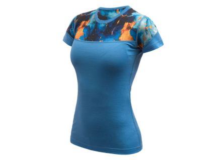 triko krátké dámské SENSOR MERINO IMPRESS modré/universe (Varianta L)