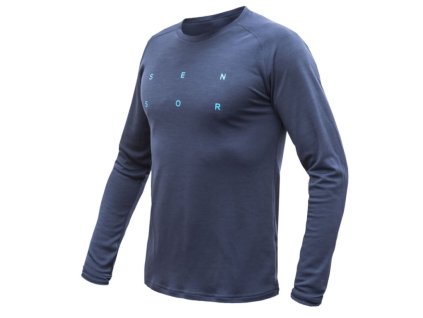 triko dlouhé pánské SENSOR MERINO BLEND TYPO tm.modré (Varianta S)
