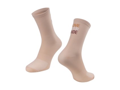ponožky FORCE LOVE YOUR RIDE, krémové (velikost S-M)