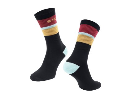 ponožky FORCE STRIPE dlouhé, černé (velikost S-M)