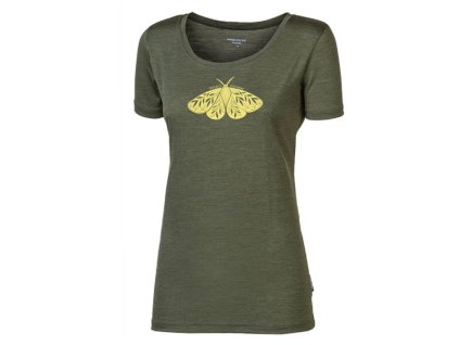 triko krátké dámské Progress VINKA "ARCTIA" merino khaki melír (Varianta L)