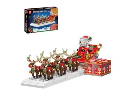 Vánoční saně se soby a Santou MOULD KING 10154 – Christmas Edition