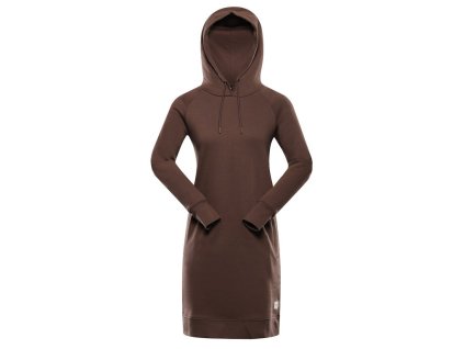 šaty dámské ALPINE PRO OLEBA mikinové hnědé (Varianta S)