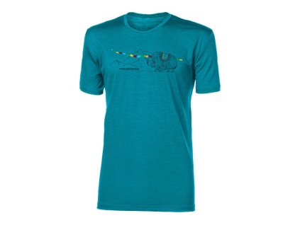 triko pánské krátké Progress HRUTUR YAK merino zelený melír (Varianta XL)