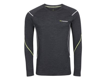 triko pánské dlouhé Progress MW NDR 170 merino černý melír (Varianta S)