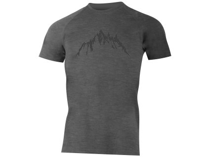 Lasting pánské merino triko CASAL černé s tiskem (Velikost M)