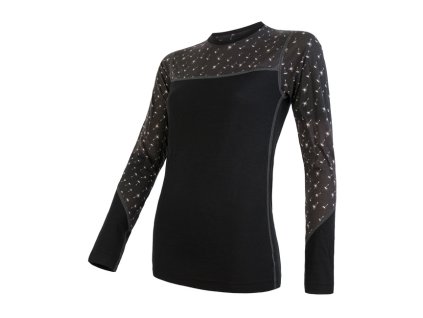 triko dlouhé dámské SENSOR MERINO IMPRESS černá/pattern (Varianta L)