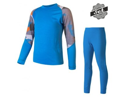 komplet dětský SENSOR MERINO IMPRESS set modrá/camo (Varianta 110)