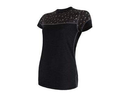 triko krátké dámské SENSOR MERINO IMPRESS černá/pattern (Varianta S)