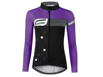dres F SQUARE LADY dl. rukáv, černo-fialový (velikost S)