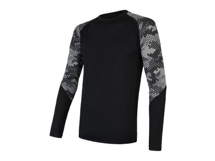 triko dlouhé pánské SENSOR MERINO IMPRESS černá/honeycomb (Varianta S)