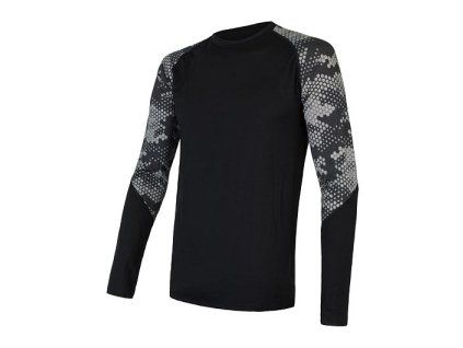 triko dlouhé pánské SENSOR MERINO IMPRESS černá/honeycomb (Varianta XXL)