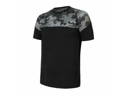 triko krátké pánské SENSOR MERINO IMPRESS černá/honeycomb (Varianta S)