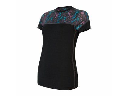 triko krátké dámské SENSOR MERINO IMPRESS černá/stripes (Varianta S)