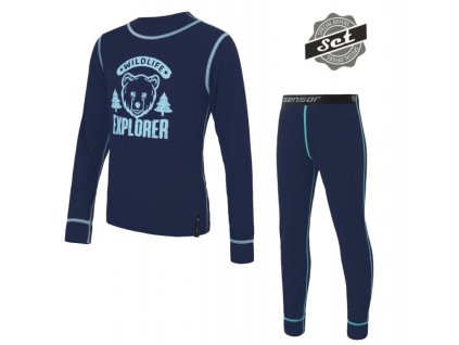 komplet dětský SENSOR DOUBLE FACE WILD set tm. modrý (Varianta 100)
