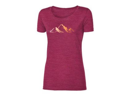 triko krátké dámské Progress VINKA MOUNTAINS merino vínový melír (Varianta L)