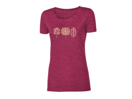 triko krátké dámské Progress VINKA TREES merino vínový melír (Varianta L)