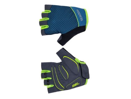 rukavice cyklistické Progress SOLAR MITTS petrol/limetkové