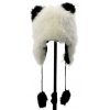 Futrzasta Czapka z Naszywkami Pomponami PANDA Rozmiar uniwersalny