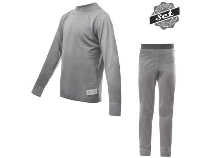 Dětský funkční set Sensor Merino Active triko dl.rukáv + podvlékací kalhoty - Šedá