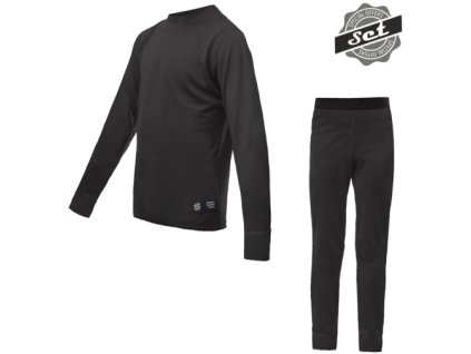 Juniorský funkční set Sensor Merino Active triko dl.rukáv + podvlékací kalhoty - Černá