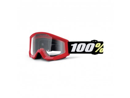Dětské sjezdové brýle 100% STRATA MINI Goggle - Red - Clear Lens