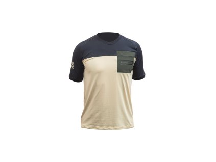 Pánské funkční triko s krátkým rukávem Fresh Trash Horizon pocket -  Sand/Black