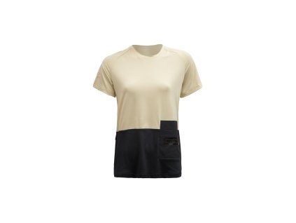 Dámské funkční triko s krátkým rukávem Fresh Trash Horizon pocket - Sand/Black