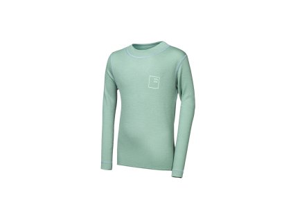 SENSOR MERINO DF LOGO UP juniorské triko dl.rukáv basil green (Velikost 140)