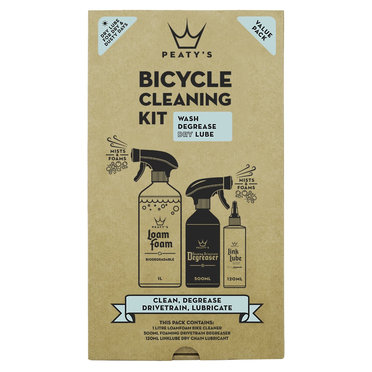 PEATYS PEATY'S GIFT PACK - WASH DEGREASE LUBRICATE (DRY) (PGP-CDD-4)
