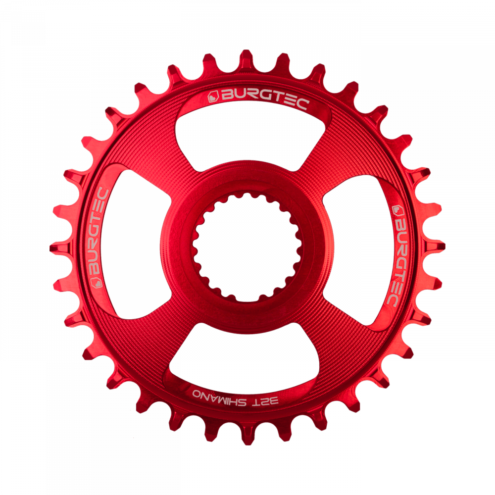 Převodník Burgtec Shimano Direct Mount Thick Thin Barva: Race Red, Velikost převodníku: 32T