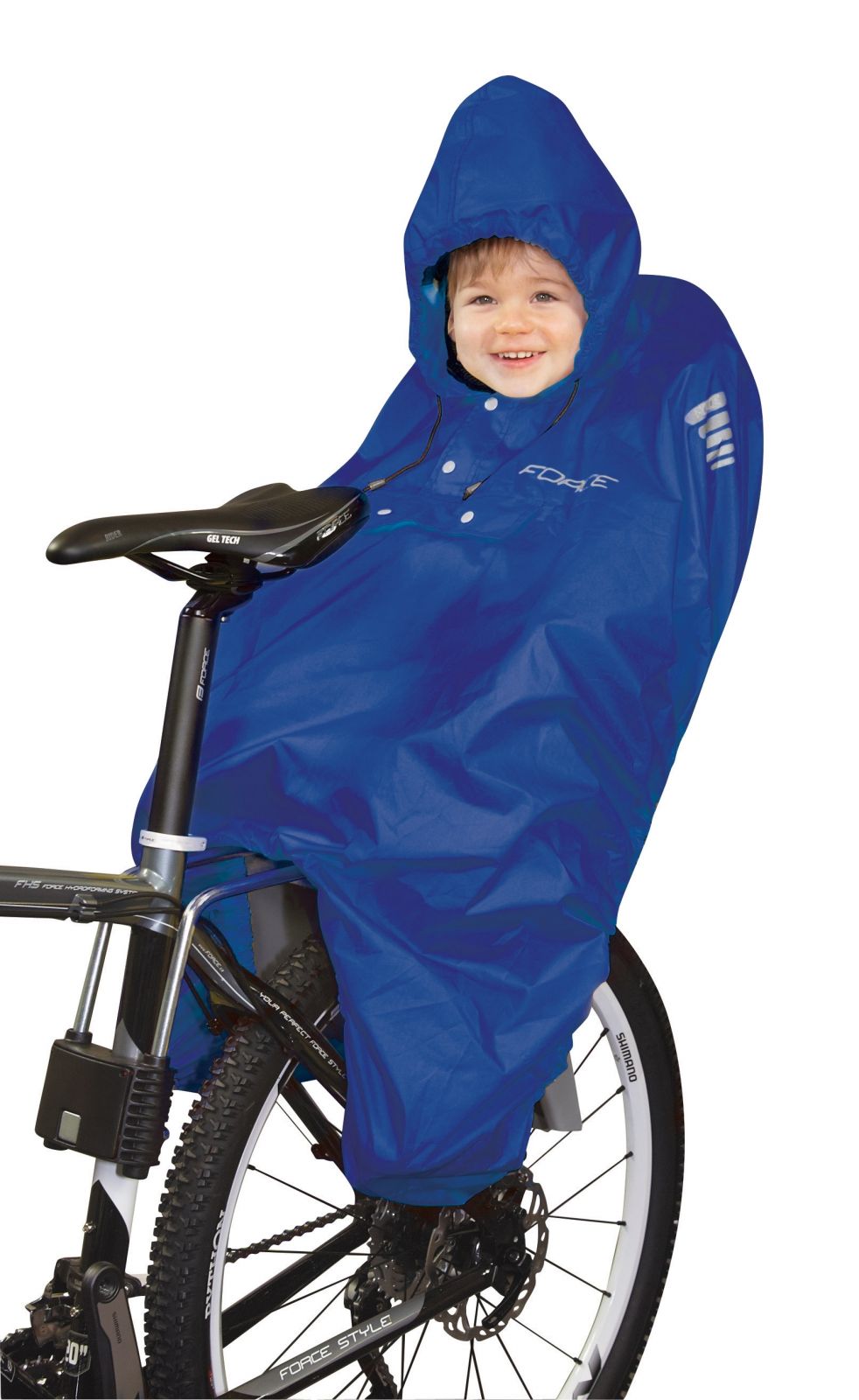 PONCHO-pláštěnka FORCE na dítě v sedačce modré