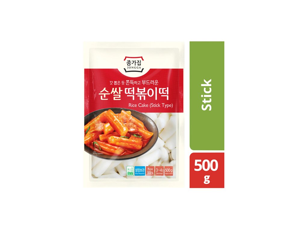 Jongga Topokki Rice Cake (Tubular Type) Předvařené Rýžové Těstoviny TTeokpokki 500g KOR