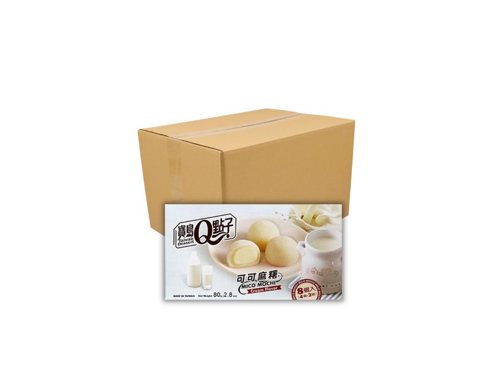 Q Brand Mochi Rýžové Koláčky Milk Cream Flavor Carton 24x80g TWN