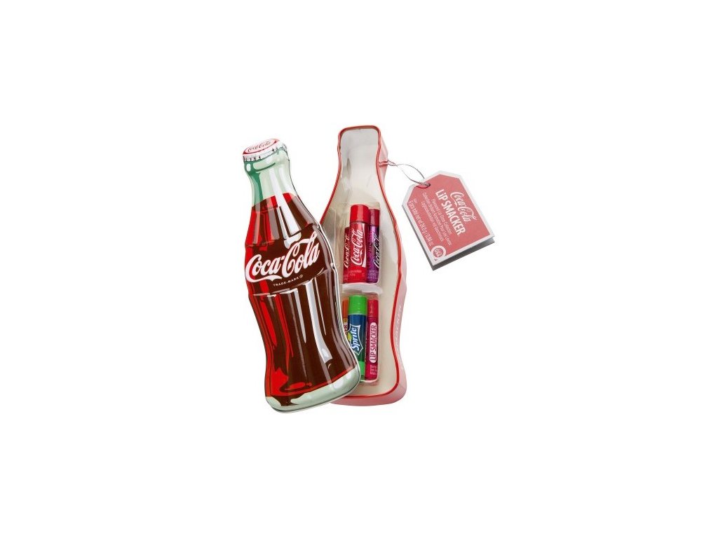 Coca Cola Vintage Tin Box Bottle Lip Smacker Mix Příchutí 6x4g CHN