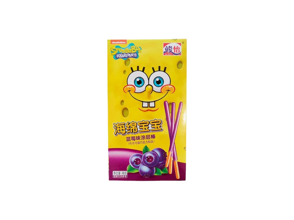 Junyi Pocky SpongeBob Blueberry Chocolate 48g CHN
