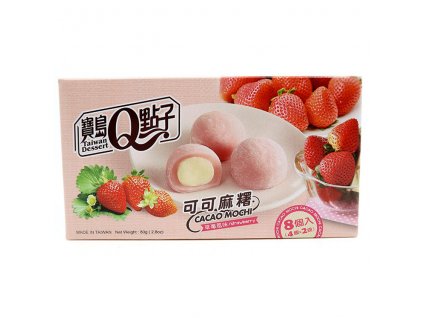 Q Brand Mochi Rýžové Koláčky Kakao Jahoda 80g TWN